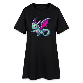 Drache - Frauen T-Shirt-Kleid - Schwarz - Vorne