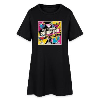 Retro Cocktails mit Humorvollen Text - Frauen T-Shirt-Kleid - Schwarz - Vorne