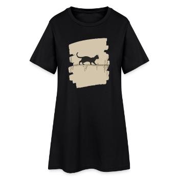 ECG chat - Robe T-shirt Femme - noir - Devant