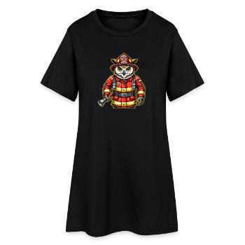 Hibou des pompiers – Le courage rencontre la sagesse - Robe T-shirt Femme - noir - Devant