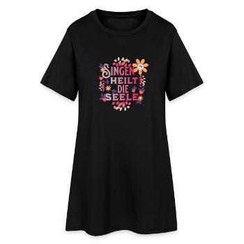 Singen Heilt Die Seele Chor Chorleiterin Geschenk - Frauen T-Shirt-Kleid - Schwarz - Vorne