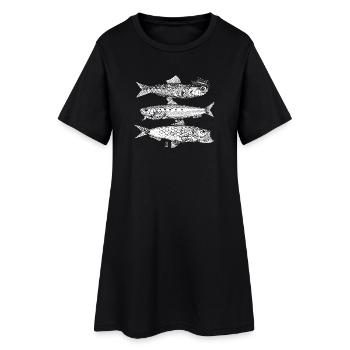 3 Poissons - blanc - Robe T-shirt Femme - noir - Devant