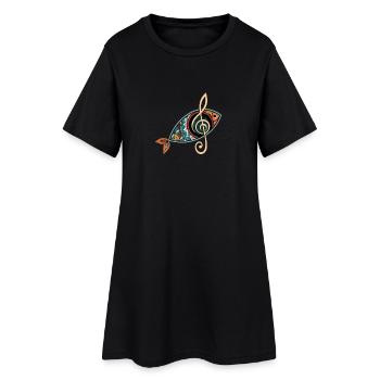 Poisson chrétien avec clef chœur d’église - Robe T-shirt Femme - noir - Devant