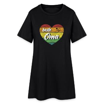 beste Oma Geschenk Lieblingsoma Herz retro vintage - Frauen T-Shirt-Kleid - Schwarz - Vorne