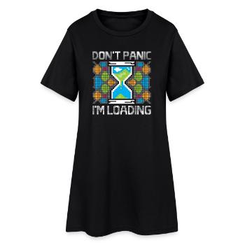 Pixel Gaming Loading – Don’t Panic Sanduhr - Frauen T-Shirt-Kleid - Schwarz - Vorne