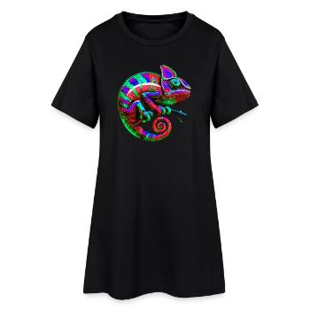 Chamäleon - Frauen T-Shirt-Kleid - Schwarz - Vorne