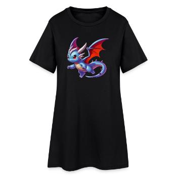 Drache - Frauen T-Shirt-Kleid - Schwarz - Vorne