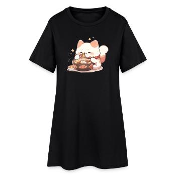 Spaghetti cats - Cat is having fun with past - Women’s T-Shirt Dress - black - Front