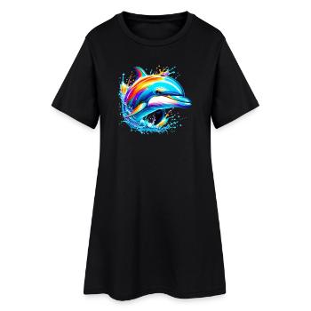 Delfin - Frauen T-Shirt-Kleid - Schwarz - Vorne