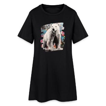 Eisbär Graffiti Sprayer - Frauen T-Shirt-Kleid - Schwarz - Vorne