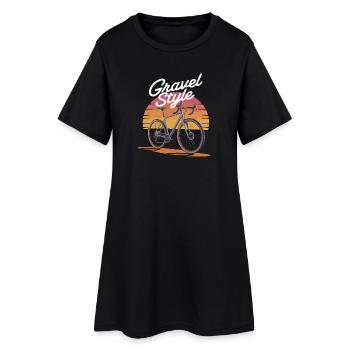 Vélo de coucher de soleil de style gravel - Robe T-shirt Femme - noir - Devant
