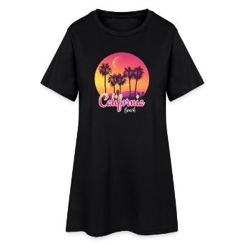 Coucher de soleil sur la plage de Californie - Robe T-shirt Femme - noir - Devant