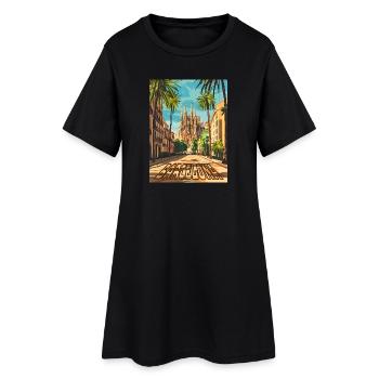 De la rue Barcelona à la Sagrada Família - Robe T-shirt Femme - noir - Devant