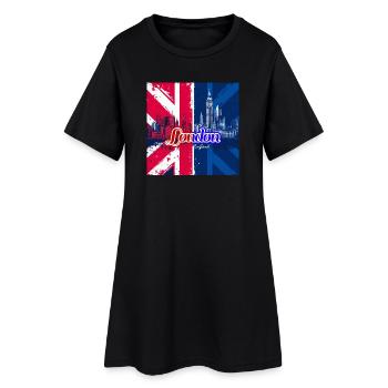 Silhouette de l’Union Jack de Londres - Robe T-shirt Femme - noir - Devant