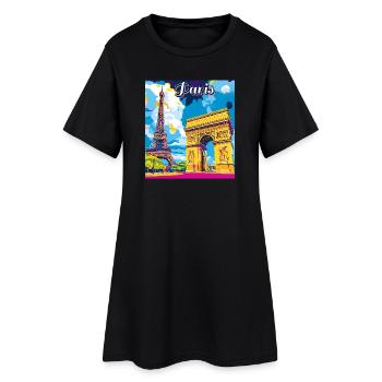 Monuments de la pop de Paris - Robe T-shirt Femme - noir - Devant
