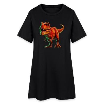 Dinosaurier - Frauen T-Shirt-Kleid - Schwarz - Vorne