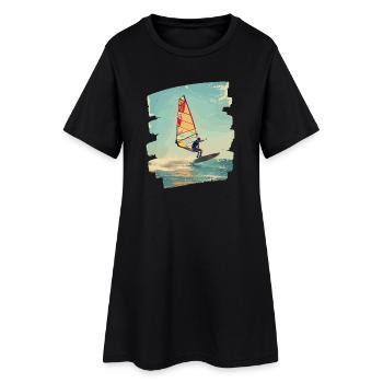 Véliplanchistes Planche à voile Surf Sports nautiques - Robe T-shirt Femme - noir - Devant