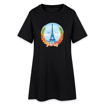 Skyline parisien avec cadre en laurier - Robe T-shirt Femme - noir - Devant