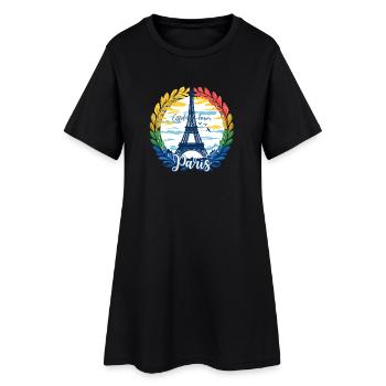 Tour Eiffel de Paris Estampe en laurier - Robe T-shirt Femme - noir - Devant