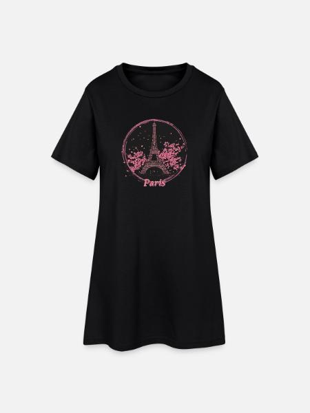 Emblème de la Fleur Rose de Paris - Robe T-shirt Femme - noir