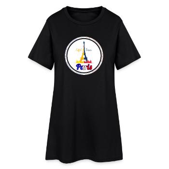 Pariser Eiffelturm-Regenbogen - Frauen T-Shirt-Kleid - Schwarz - Vorne