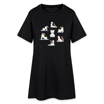 Chat dans les poses de yoga – Relaxation et pleine conscience - Robe T-shirt Femme - noir - Devant