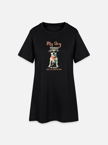 Cool Dog Thinks I'm Cool Bandana - Women’s T-Shirt Dress - black