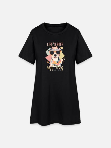 Ruff Life Sunglass Dog - Women’s T-Shirt Dress - black