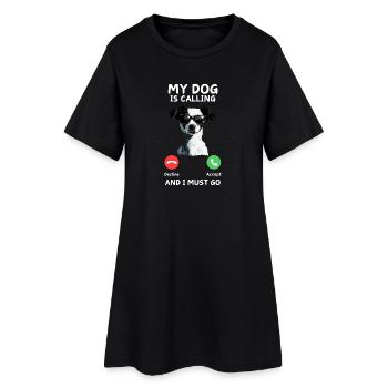 Le chien appelle : Il faut y aller - Robe T-shirt Femme - noir - Devant