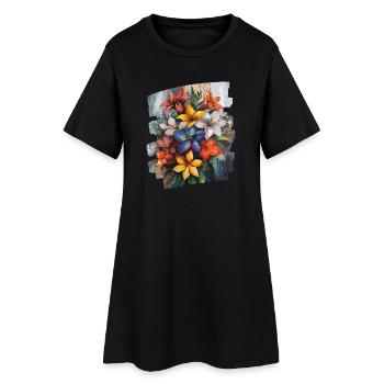 Printemps Printemps Début Fleur Fleurs - Robe T-shirt Femme - noir - Devant