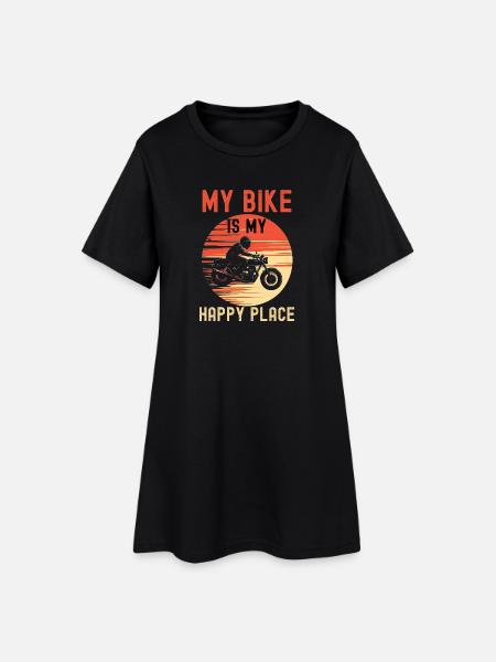 My Bike Is My Happy Place - Women’s T-Shirt Dress - black