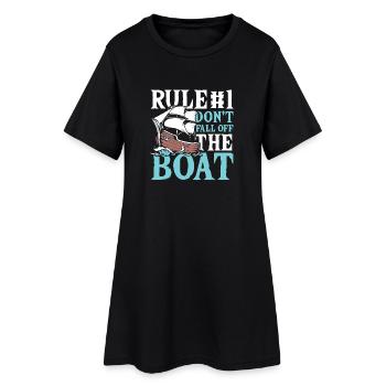 Rule number 1 don t fall off the boat - Frauen T-Shirt-Kleid - Schwarz - Vorne