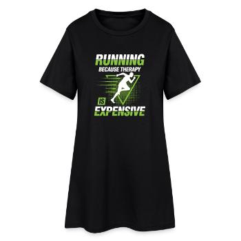 Running because therapy is expensive - Frauen T-Shirt-Kleid - Schwarz - Vorne