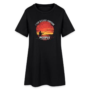 Silhouette du pêcheur au coucher de soleil - Robe T-shirt Femme - noir - Devant
