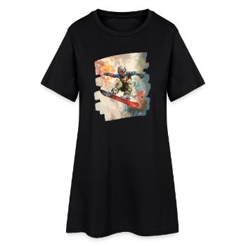 Snowboarder poudreuse - Robe T-shirt Femme - noir - Devant