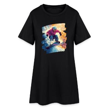 Snowboarder poudreuse - Robe T-shirt Femme - noir - Devant