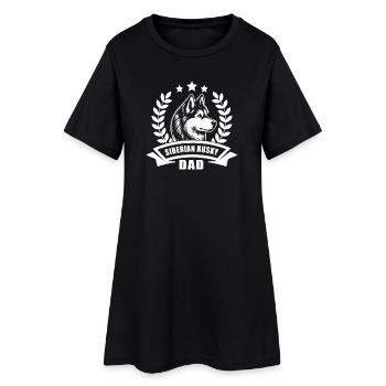 « Papa husky sibérien » avec bannière et couronne de blé - Robe T-shirt Femme - noir - Devant