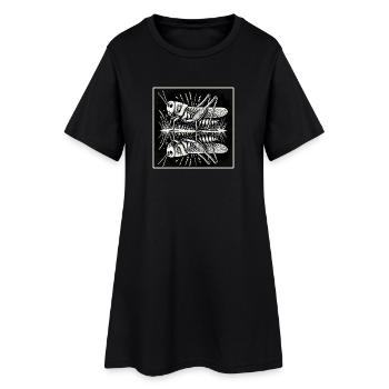 Reflet de la nature – sauterelle en symétrie - Robe T-shirt Femme - noir - Devant