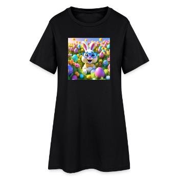 Easter, Easter, Happy Easter, Chocolate Eggs - Women’s T-Shirt Dress - black - Front