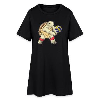 Turtle Volleyball Player Volleyball - Women’s T-Shirt Dress - black - Front
