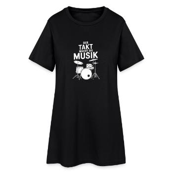 Der Takt macht die Musik Schlagzeug Drums - Frauen T-Shirt-Kleid - Schwarz - Vorne