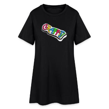 Graffiti lettrage effet 3d - Robe T-shirt Femme - noir - Devant