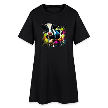 Vache - Robe T-shirt Femme - noir - Devant