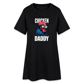 Poulet Papa Poulets Fête des Pères Volaille Fermier Coq - Robe T-shirt Femme - noir - Devant