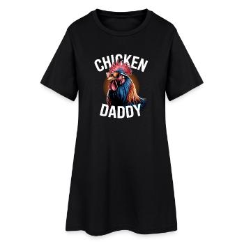 Poulet Papa Poulets Fête des Pères Volaille Fermier Coq - Robe T-shirt Femme - noir - Devant