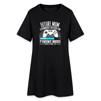 Mama lädt… Bitte warten! - Frauen T-Shirt-Kleid - Schwarz - Vorne