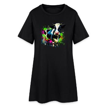 Vache - Robe T-shirt Femme - noir - Devant
