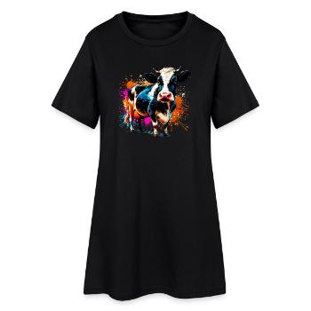 Vache - Robe T-shirt Femme - noir - Devant