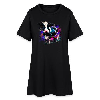 Vache - Robe T-shirt Femme - noir - Devant