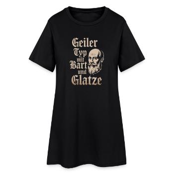 homme avec barbe et tête chauve porteur de barbe - Robe T-shirt Femme - noir - Devant